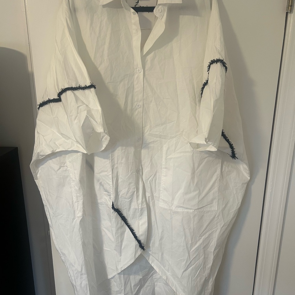 White Women’s Shirt with Black Accents